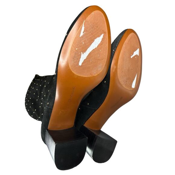 NEW Madewell Black Suede Studded Tall Boots Gold Stud Knee High Boots 7 - Picture 8 of 8